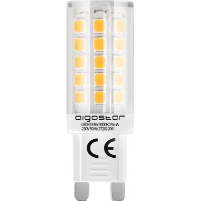 29,95 € Free Shipping | 10 units box LED light bulb Aigostar 3W G9 LED 3000K Warm light. 5×2 cm. PMMA and Polycarbonate