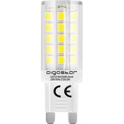 29,95 € Envoi gratuit | Boîte de 10 unités Ampoule LED Aigostar 3W G9 LED 6500K Lumière froide. 5×2 cm. PMMA et Polycarbonate