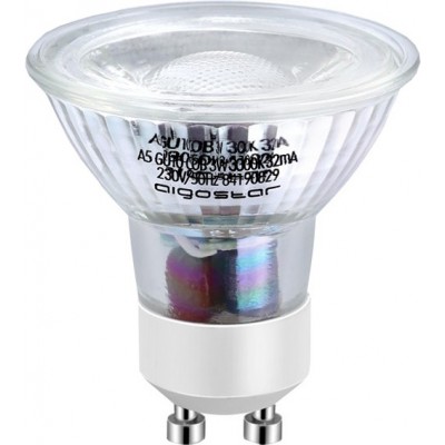 10,95 € Envio grátis | Caixa de 5 unidades Lâmpada LED Aigostar 3W GU10 LED 3000K Luz quente. Ø 5 cm. Cristal
