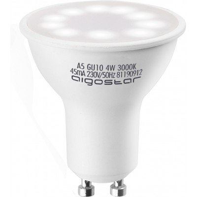 7,95 € Kostenloser Versand | 5 Einheiten Box LED-Glühbirne Aigostar 4W GU10 LED 3000K Warmes Licht. Ø 5 cm. Weiß Farbe