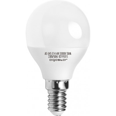 Boîte de 5 unités Ampoule LED Aigostar 6W E14 LED 3000K Lumière chaude. Ø 4 cm. LED grand angle PMMA et Polycarbonate. Couleur blanc