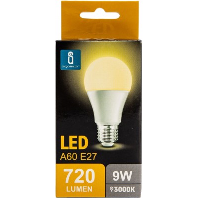 11,95 € Free Shipping | 10 units box LED light bulb Aigostar 9W E27 LED A60 3000K Warm light. Ø 6 cm. wide angle LED White Color