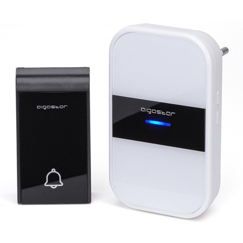 42,95 € Envío gratis | Caja de 5 unidades Electrodoméstico de hogar Aigostar 0.6W Timbre inalámbrico de puerta Abs y acrílico. Color blanco y negro