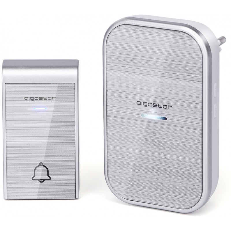 32,95 € Free Shipping | 5 units box Home appliance Aigostar 0.6W Wireless door bell Abs and acrylic. Silver Color