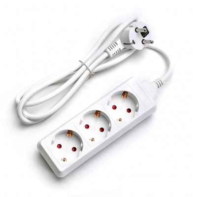 Lighting fixtures Aigostar 3680W 140 cm. Multiple socket base. Power strip with 3 plugs and 2 USB ports. 1.4 meters White Color