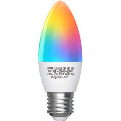 5 Einheiten Box Fernbedienung LED-Lampe Aigostar 5W E27 Ø 3 cm. Intelligente Wi-Fi-LEDs PMMA und Polycarbonat. Weiß Farbe