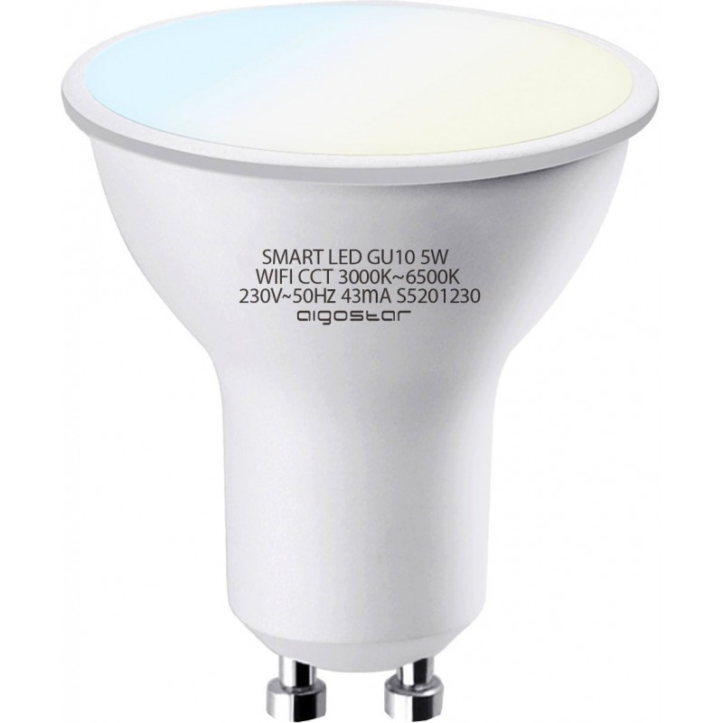23,95 € Free Shipping | 5 units box Remote control LED bulb Aigostar 5W GU10 LED Ø 5 cm. Smart Wi-Fi LEDs PMMA and Polycarbonate. White Color
