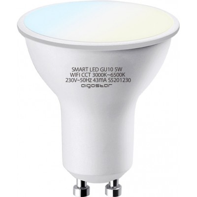 Lâmpada LED controle remoto Aigostar 5W GU10 LED Ø 5 cm. LEDs inteligentes. Wi-fi. Regulável. Compatível com Alexa e Google Home Pmma e policarbonato. Cor branco