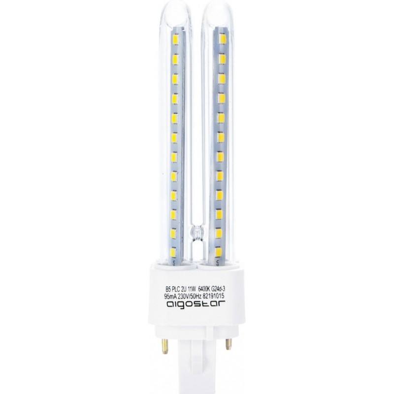 18,95 € Envoi gratuit | Boîte de 5 unités Ampoule LED Aigostar 11W G24 LED Ø 3 cm. Tube LED Double 2U