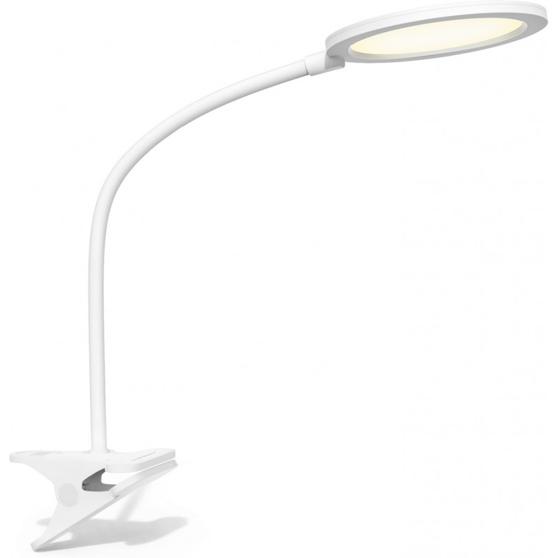 Lampada da scrivania Aigostar 7.5W 4000K Luce neutra. 49×14 cm. Collo di cigno LED a clip. protezione per gli occhi braccio flessibile Pmma e policarbonato. Colore bianca