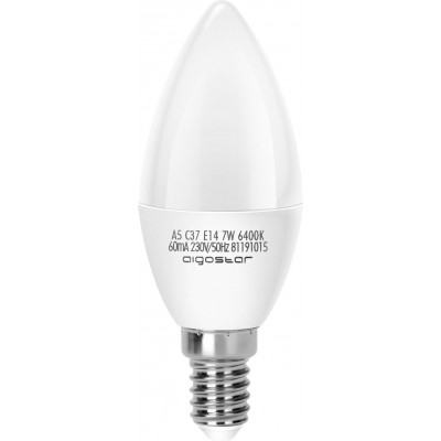 Boîte de 5 unités Ampoule LED Aigostar 7W E14 LED C37 Ø 3 cm. Bougie LED Couleur blanc
