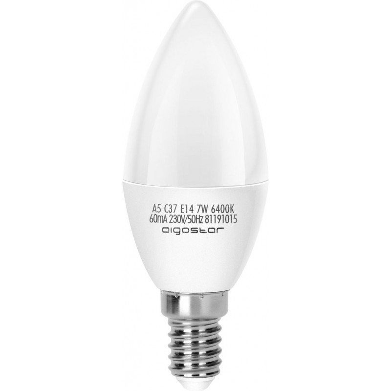 7,95 € Free Shipping | 5 units box LED light bulb Aigostar 7W E14 LED C37 Ø 3 cm. LED candle White Color