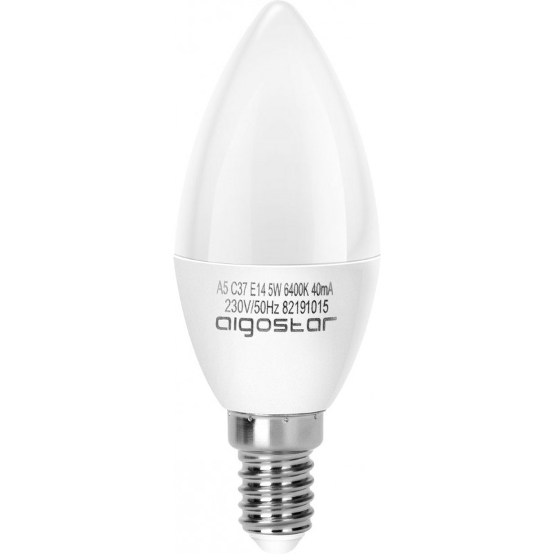 Ampoule LED Aigostar 5W E14 LED C37 Ø 3 cm. Bougie LED Couleur blanc