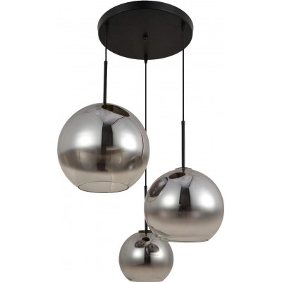 177,95 € Free Shipping | Hanging lamp Spherical Shape Ø 25 cm. Crystal. Gray Color