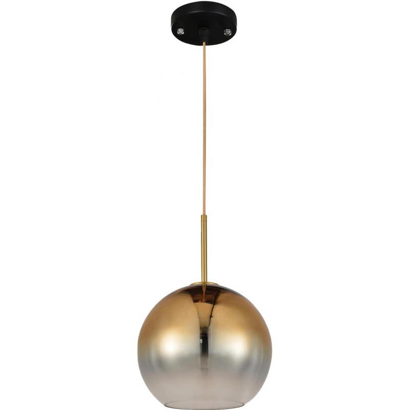 53,95 € 免费送货 | 吊灯 球形 形状 Ø 25 cm. 水晶 和 皮革. 金的 颜色