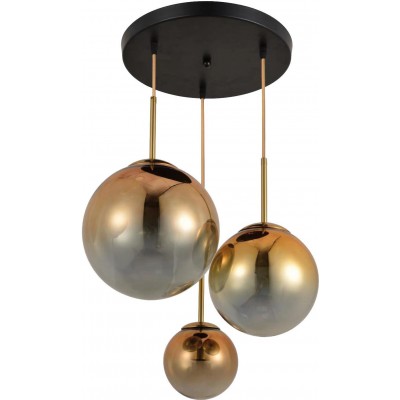 156,95 € Free Shipping | Hanging lamp Spherical Shape Ø 20 cm. Crystal and Leather. Golden Color