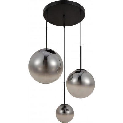 Hanging lamp Spherical Shape Ø 20 cm. Crystal. Gray Color