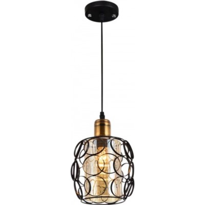 Lámpara colgante Ø 25 cm. Cristal y metal. Color negro