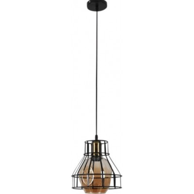 31,95 € Free Shipping | Hanging lamp 60W Ø 20 cm. Crystal and Metal casting. Brown and black Color