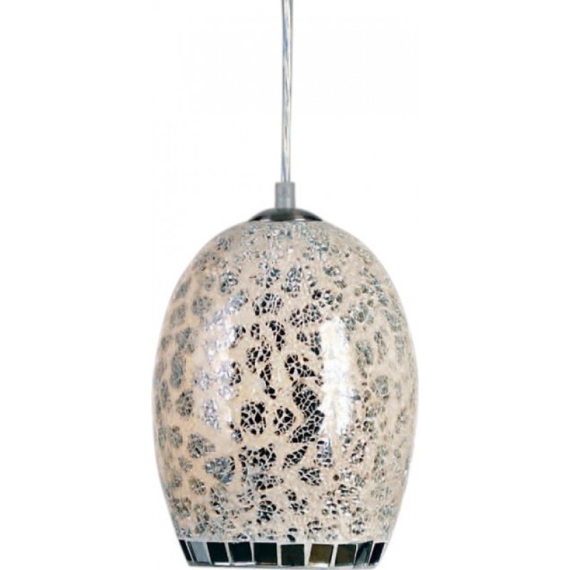 44,95 € Free Shipping | Hanging lamp 60W Round Shape Ø 18 cm. Acrylic and Crystal. Cream and black Color