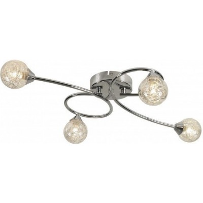 Ceiling lamp 40W 65×43 cm. 4 points of light Crystal and Metal casting. Plated chrome Color