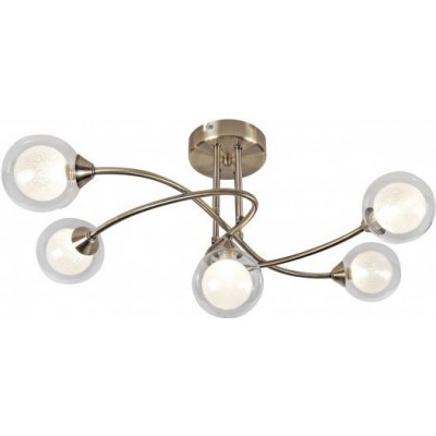 131,95 € Free Shipping | Ceiling lamp 40W 59×33 cm. 5 light points Crystal and Metal casting. Brown Color