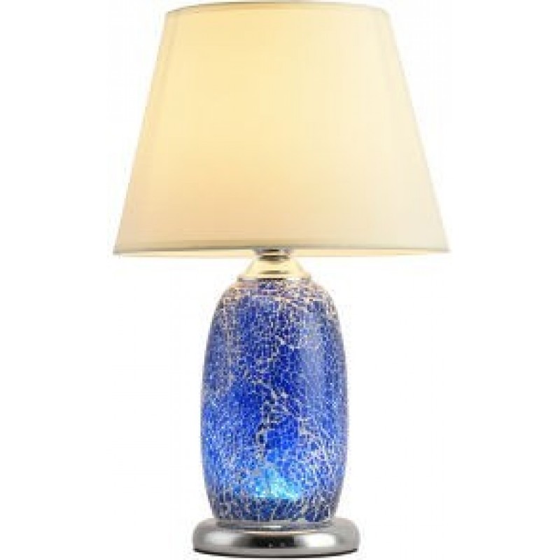 79,95 € Free Shipping | Table lamp 5W Cylindrical Shape Ø 30 cm. Metal casting and Textile. Blue Color