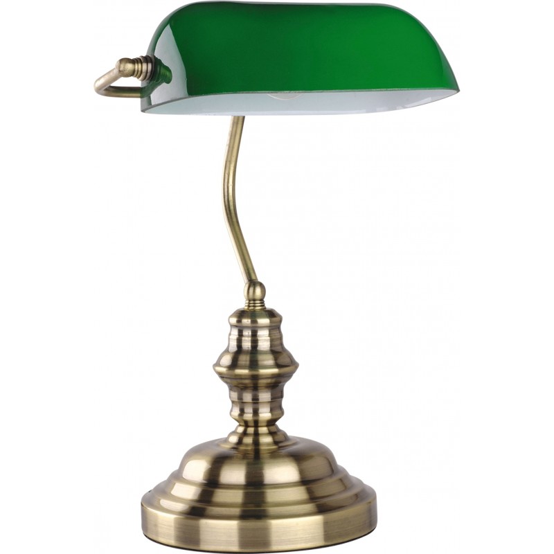 52,95 € Kostenloser Versand | Schreibtischlampe Rechteckige Gestalten 36×26 cm. Kristall und Leder. Grün Farbe