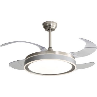 Ceiling fan with light 100W 4 blades. Remote control. Summer and winter function. DC motor Acrylic and Metal casting. White Color