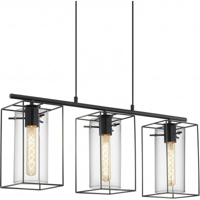 178,95 € Free Shipping | Hanging lamp Eglo 60W 77×37 cm. 3 points of light Steel, crystal and metal casting. Black Color