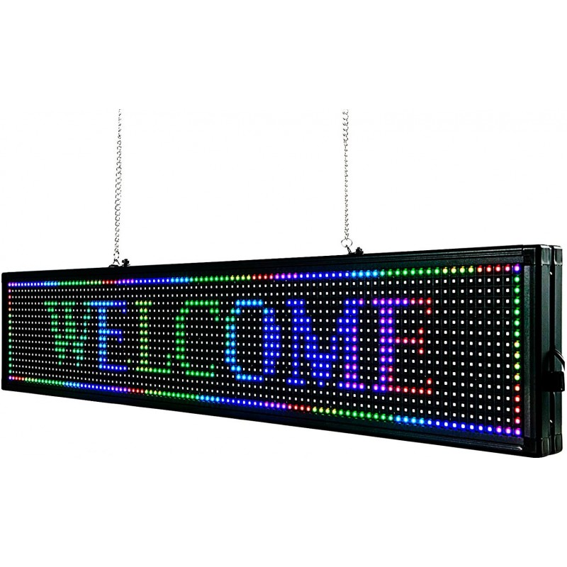 144,95 € Envio grátis | Iluminação decorativa Forma Retangular 104×22 cm. LED com letras rolantes e 7 cores Sala de estar, quarto e salão. PMMA. Cor preto