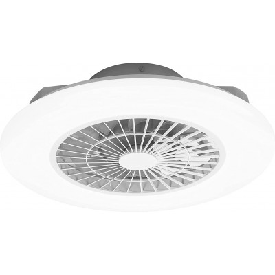 Ventilador de teto com luz 64W 58×58 cm. Tecnologia UV-C para desinfecção do ar. Iluminação LED. Controle com APP Smartphone e Voz Pmma e metais. Cor branco