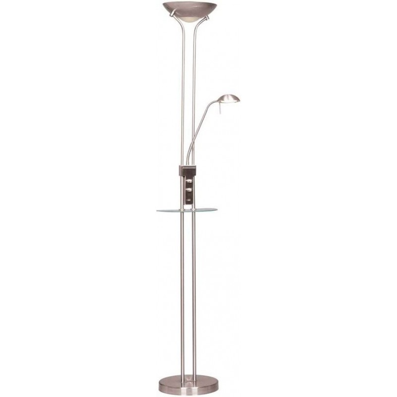 162,95 € Free Shipping | Floor lamp 18W 3000K Warm light. 180×26 cm. Flexible arm for reading. Slide tray. USB charger Living room, dining room and bedroom. Crystal and Metal casting. Nickel Color