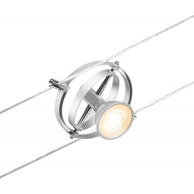 148,95 € Free Shipping | 5 units box Indoor spotlight 10W Round Shape 1000 cm. 10 meters. Cardan luminaire set for installation with parallel cable system Dining room, kids zone and warehouse. PMMA. Plated chrome Color