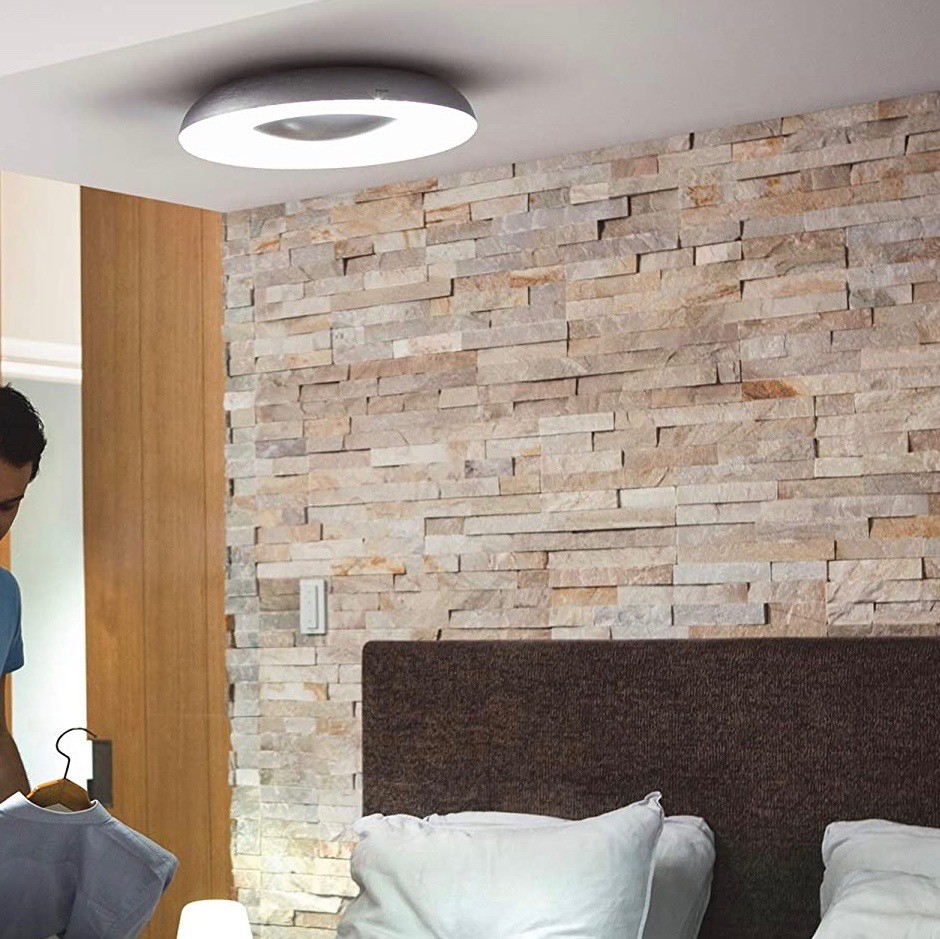 213,95 € Envio grátis | Luz de teto interna Philips 27W 6500K Luz fria. 39×39 cm. LED. Alexa e Google Home Metais. Cor alumínio