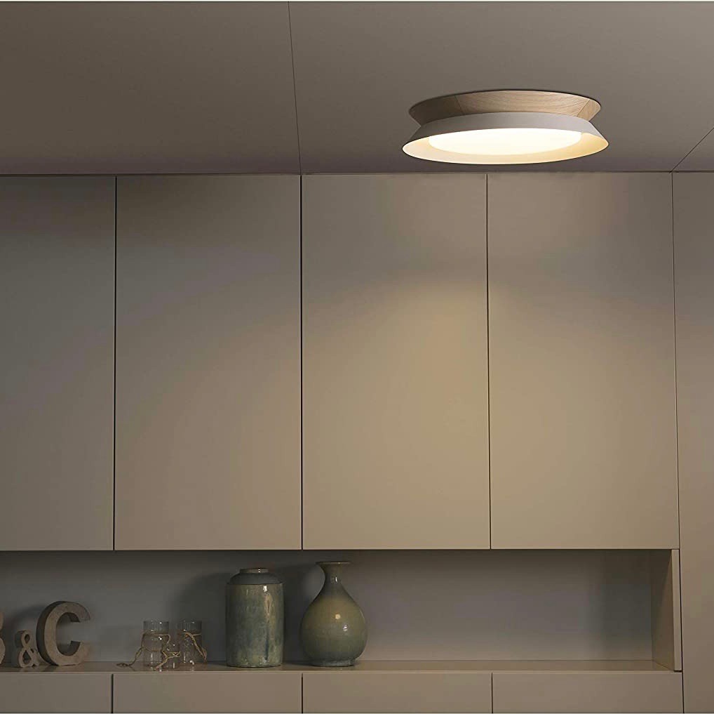 234,95 € Spedizione Gratuita | Plafoniera da interno 24W 45×8 cm. LED Acrilico, metallo e legna. Colore bianca