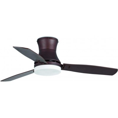 Ventilatore da soffitto con luce 15W Ø 132 cm. 3 pale. Telecomando Acciaio e cristallo. Colore marrone