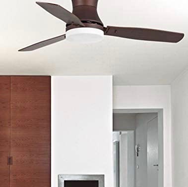239,95 € Envío gratis | Ventilador de techo con luz 15W Ø 132 cm. 3 aspas-palas. Mando a distancia Acero y cristal. Color marrón