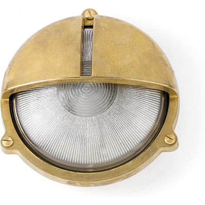 111,95 € Free Shipping | Outdoor wall light 60W Round Shape 21×21 cm. Nautical motif design Terrace, garden and public space. Classic Style. Aluminum and Brass. Golden Color