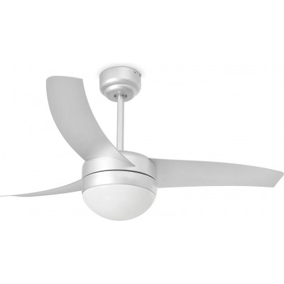 175,95 € Free Shipping | Ceiling fan with light 15W Ø 100 cm. 3 vanes-blades Abs, aluminum and crystal. Gray Color