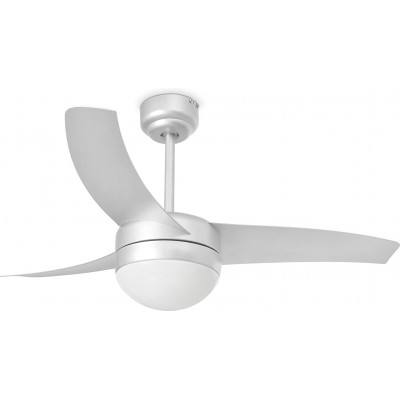 184,95 € Free Shipping | Ceiling fan with light 15W Ø 100 cm. 3 vanes-blades Living room, dining room and bedroom. ABS, Aluminum and Crystal. Gray Color