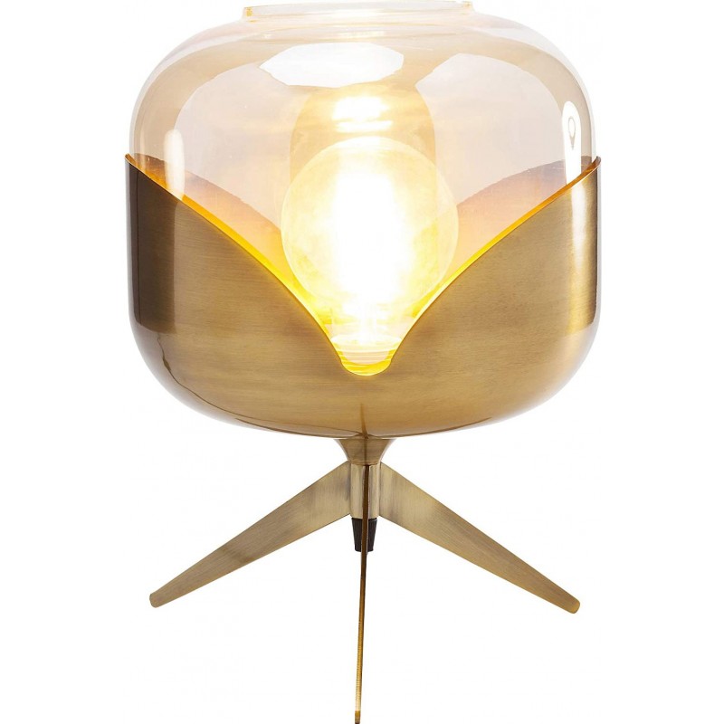 166,95 € Free Shipping | Table lamp 40W Spherical Shape 35×27 cm. Placed on tripod Living room, dining room and bedroom. Retro Style. Steel and Crystal. Golden Color