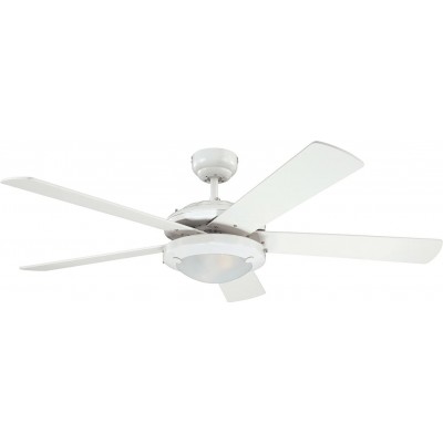 158,95 € Free Shipping | Ceiling fan with light 40W 132×132 cm. 5 blades-blades Living room, dining room and lobby. Modern and cool Style. Metal casting. White Color