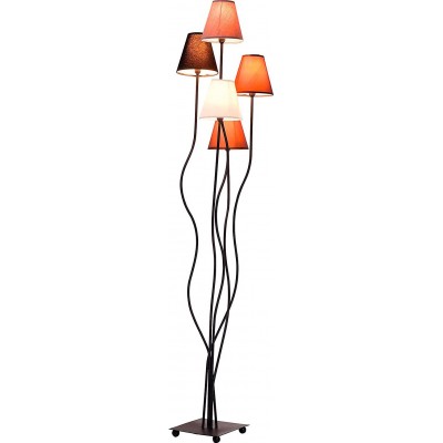 Lampada da pavimento 40W Forma Conica 163×40 cm. 5 faretti Soggiorno, sala da pranzo e camera da letto. Tessile. Colore marrone