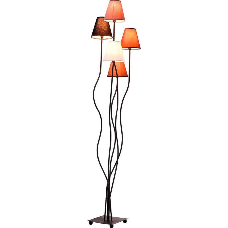 206,95 € Free Shipping | Floor lamp 40W Conical Shape 163×40 cm. 5 spotlights Living room, dining room and bedroom. Textile. Brown Color
