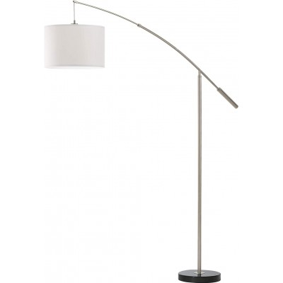 Lámpara de pie Eglo 60W Forma Cilíndrica Salón, comedor y dormitorio. Estilo moderno. Metal y Lino. Color blanco