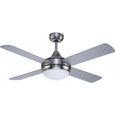 165,95 € Free Shipping | Ceiling fan with light 132×132 cm. 4 blades-blades Metal casting. Nickel Color