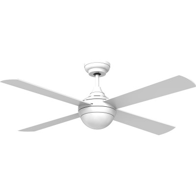 195,95 € Free Shipping | Ceiling fan with light 23W 4000K Neutral light. Ø 25 cm. Silent. 6 speeds. 4 vanes-blades. Summer and winter function. LED lighting Living room, kitchen and dining room. Modern Style. Wood and Glass. White Color