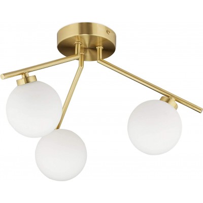 176,95 € Kostenloser Versand | Deckenlampe 36×36 cm. Set mit 3 Strahlern Kristall und metall. Golden Farbe