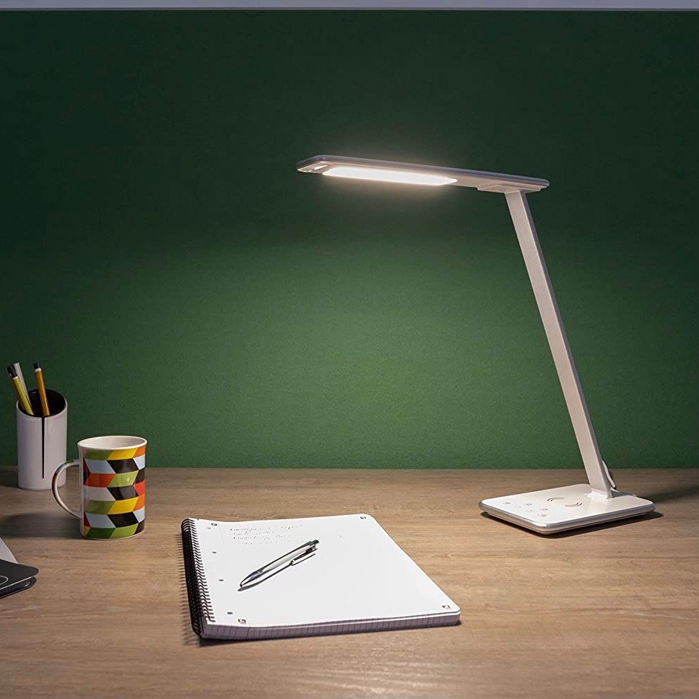 144,95 € Envio grátis | Lampada de escritorio 11W 58×18 cm. Carregador sem fio usb Metais. Cor cinza